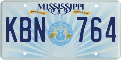MS license plate KBN764