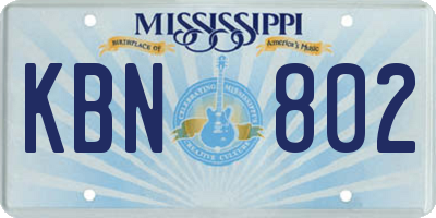 MS license plate KBN802