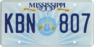MS license plate KBN807