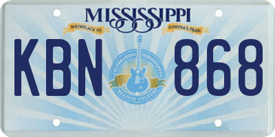 MS license plate KBN868
