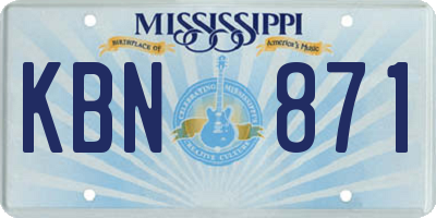 MS license plate KBN871