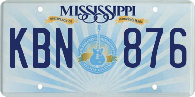 MS license plate KBN876