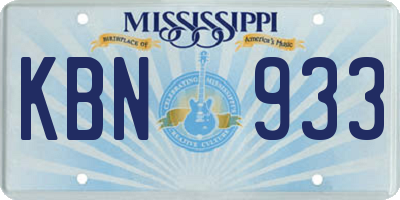 MS license plate KBN933