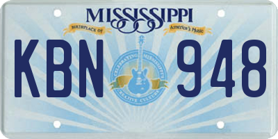 MS license plate KBN948