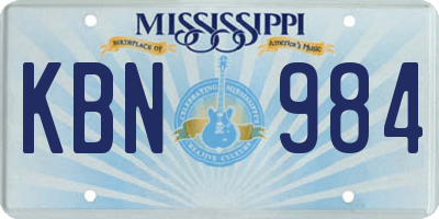MS license plate KBN984