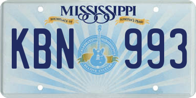 MS license plate KBN993