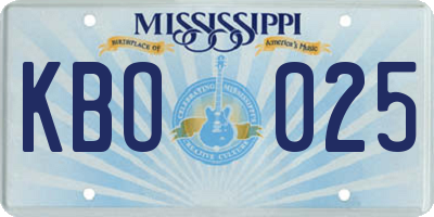 MS license plate KBO025