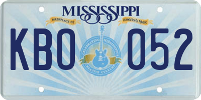 MS license plate KBO052