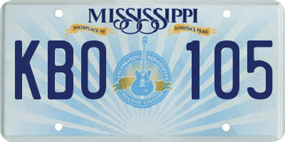 MS license plate KBO105