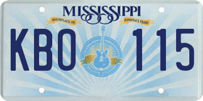 MS license plate KBO115