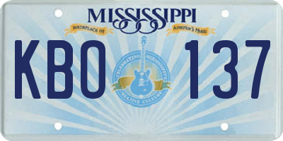 MS license plate KBO137