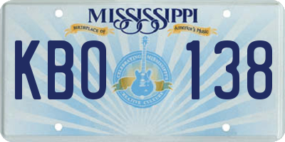 MS license plate KBO138