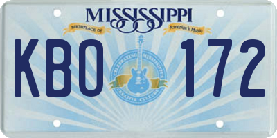 MS license plate KBO172