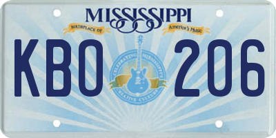 MS license plate KBO206