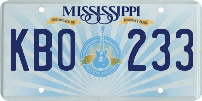 MS license plate KBO233