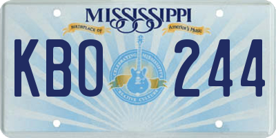 MS license plate KBO244