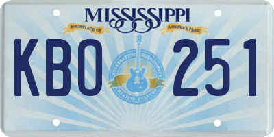 MS license plate KBO251