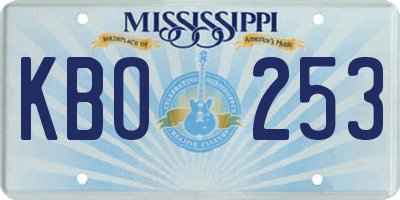 MS license plate KBO253