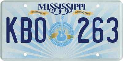 MS license plate KBO263