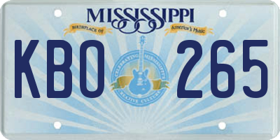 MS license plate KBO265