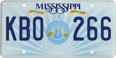 MS license plate KBO266