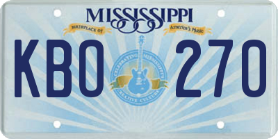 MS license plate KBO270