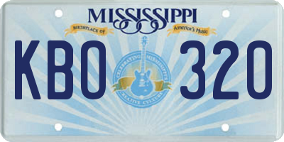 MS license plate KBO320