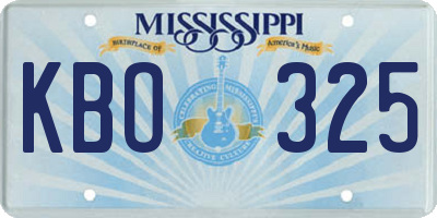 MS license plate KBO325