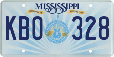 MS license plate KBO328