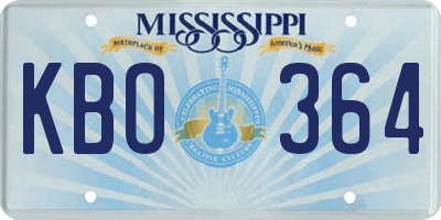 MS license plate KBO364