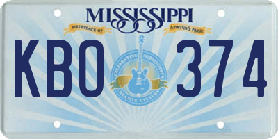 MS license plate KBO374