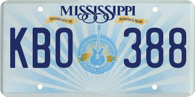MS license plate KBO388
