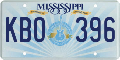 MS license plate KBO396