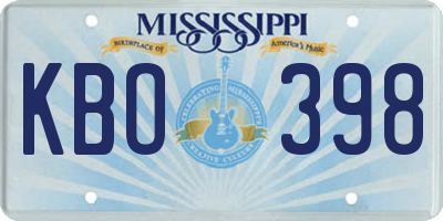 MS license plate KBO398