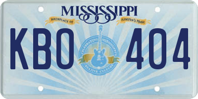 MS license plate KBO404