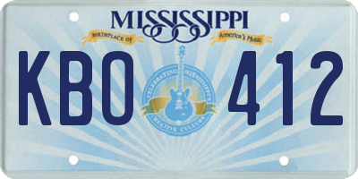 MS license plate KBO412