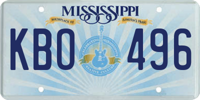 MS license plate KBO496