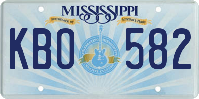 MS license plate KBO582