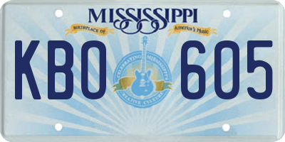 MS license plate KBO605