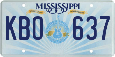 MS license plate KBO637