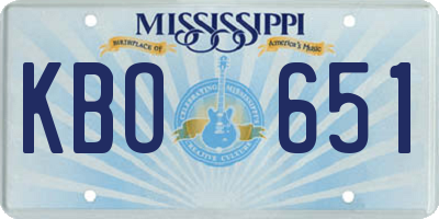 MS license plate KBO651