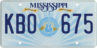 MS license plate KBO675