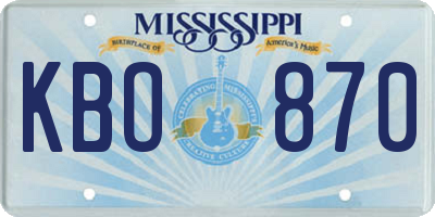 MS license plate KBO870