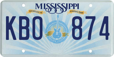 MS license plate KBO874