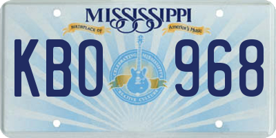 MS license plate KBO968
