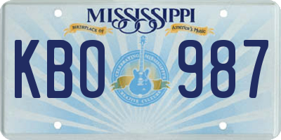 MS license plate KBO987