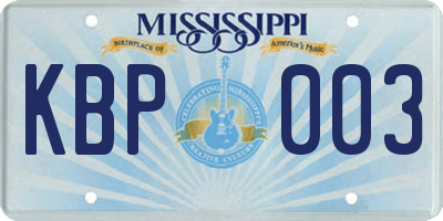 MS license plate KBP003
