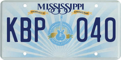 MS license plate KBP040