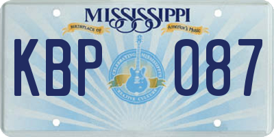 MS license plate KBP087