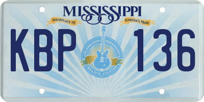 MS license plate KBP136
